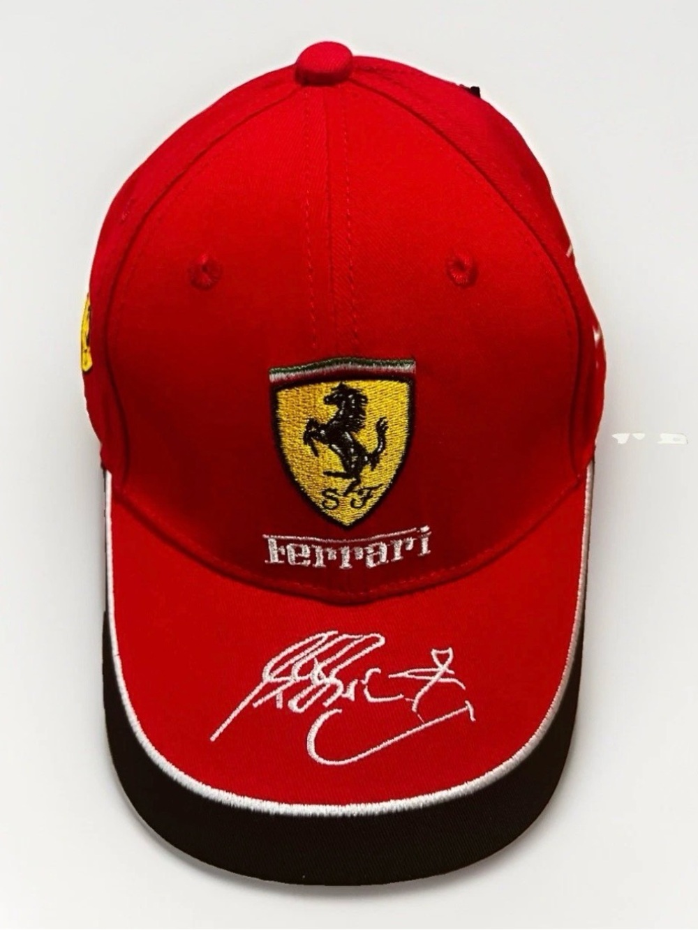 Ferrari Red and Black Embroidered Logo Baseball Cap